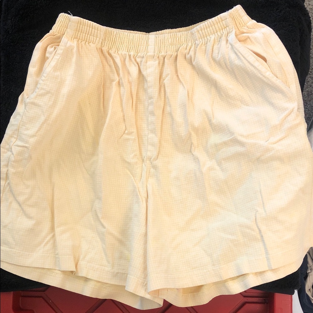 Light Yellow Elastic Waist Summer Shorts
